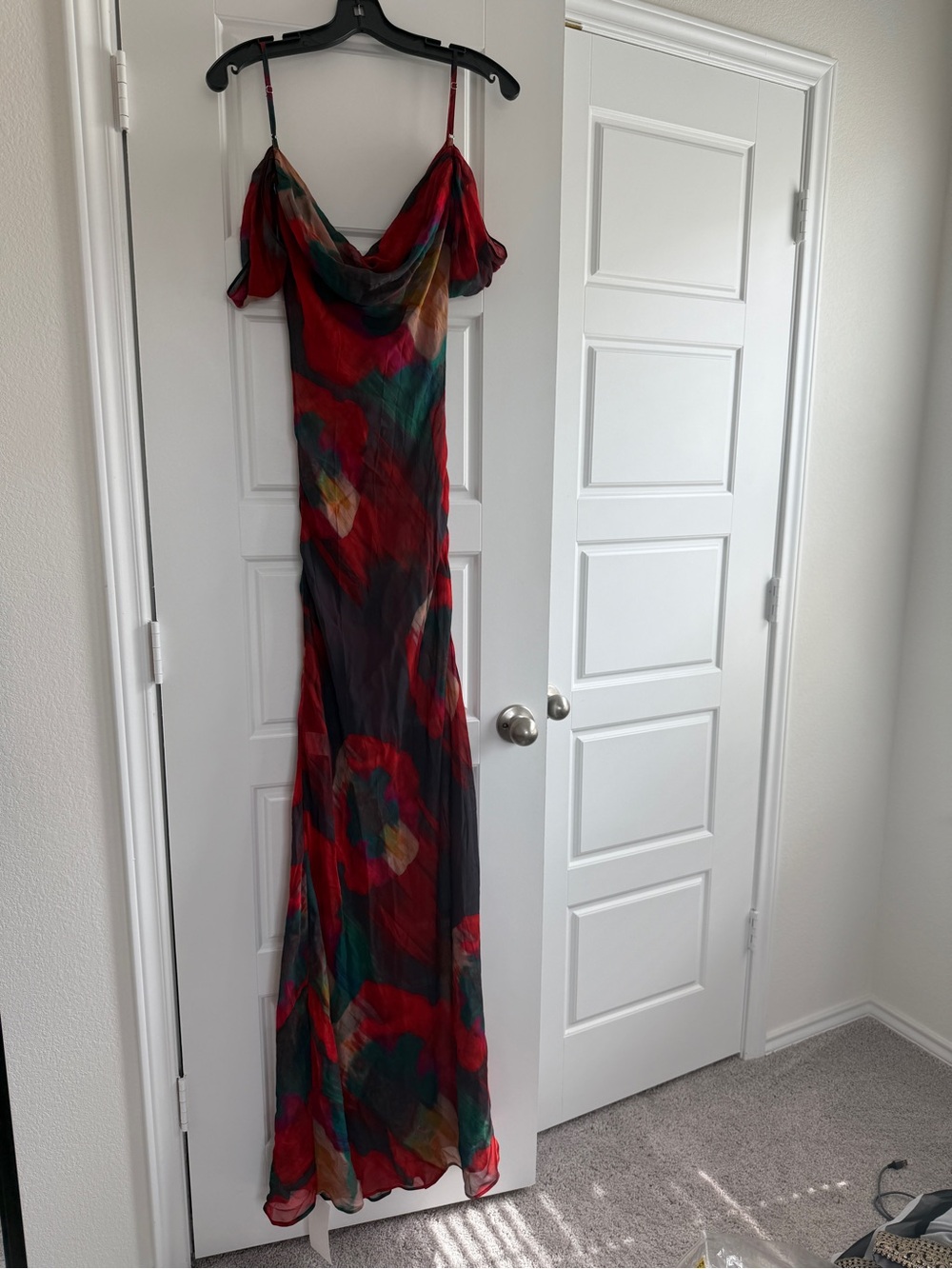 Rat & Boa Red Multi Floral Slip Maxi Dress with Green Accents